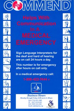 Commend Poster In emergency call 1.800.422.7444 (