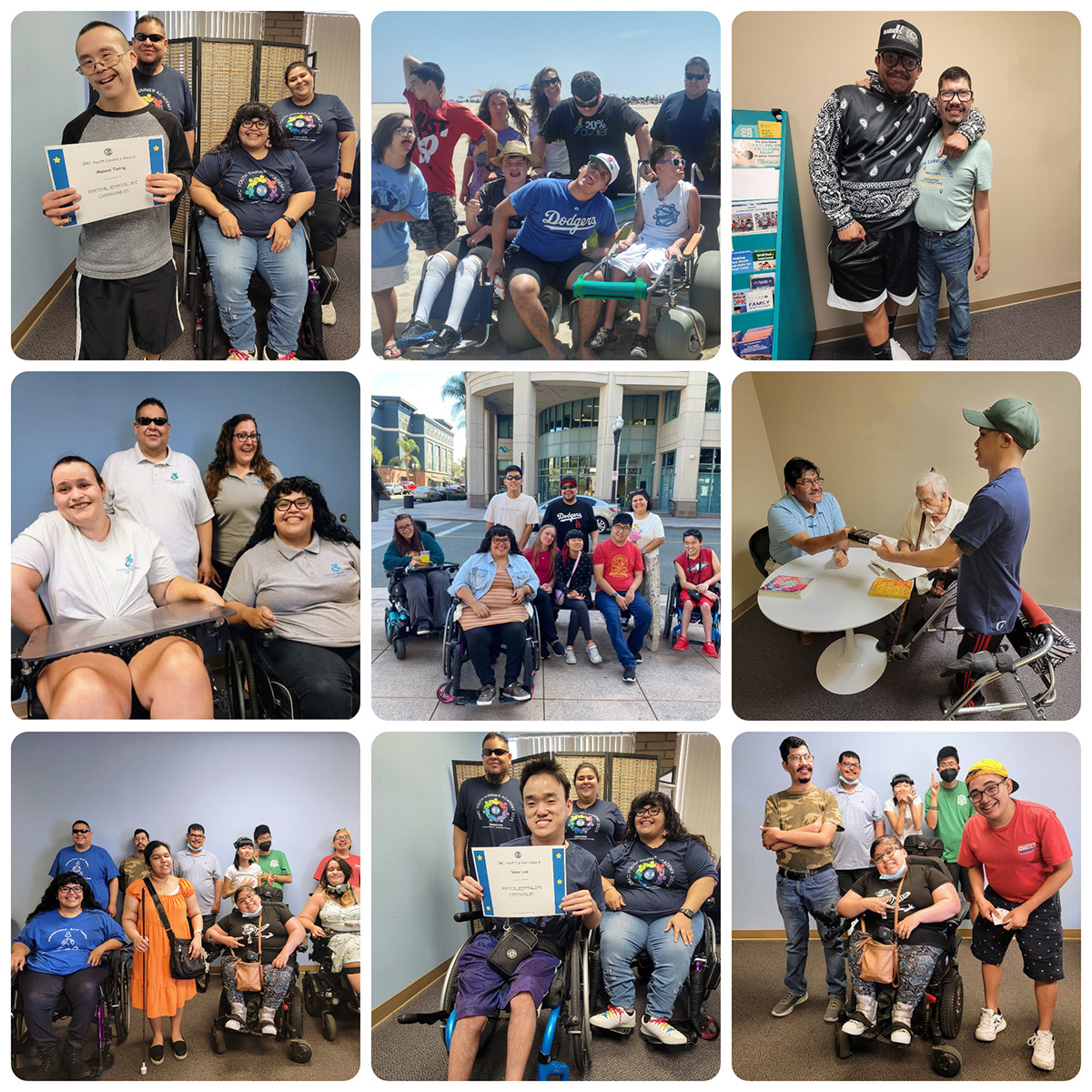 Youth Summer Academy collage featuring multiple youth group photos of all participants with DMC Youth Connect Participant Awards and interaction with DMC staff and Board of Directors