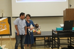Kenny after his testimonal getting a hug from Paula