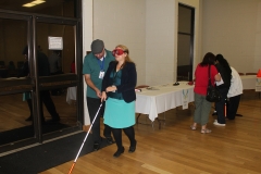 Picture of woman doing visual sensitivity excercise