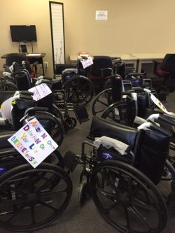 Assistive Technology Picture of wheechairs that MDX staff built and donated as part of a team building project.