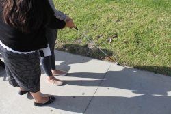 Skills Training for the Blind Shore lining using white cane