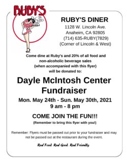 Ruby's Diner fundraiser flyer.