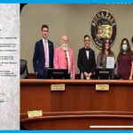 Left, pictured is the proclamation from the Buena Park City Council; Right, pictured is Buena Park City Council members with Buena Park Mayor Art Brown and Buena Park Mayor Susan Sonne with DMC's Board President, Tony Clement, Vice-President, David Flores, Executive Director, Brittany Zazueta, Systems Change Advocate Beck Levin, and Housing Liaison Marisol Johnson.