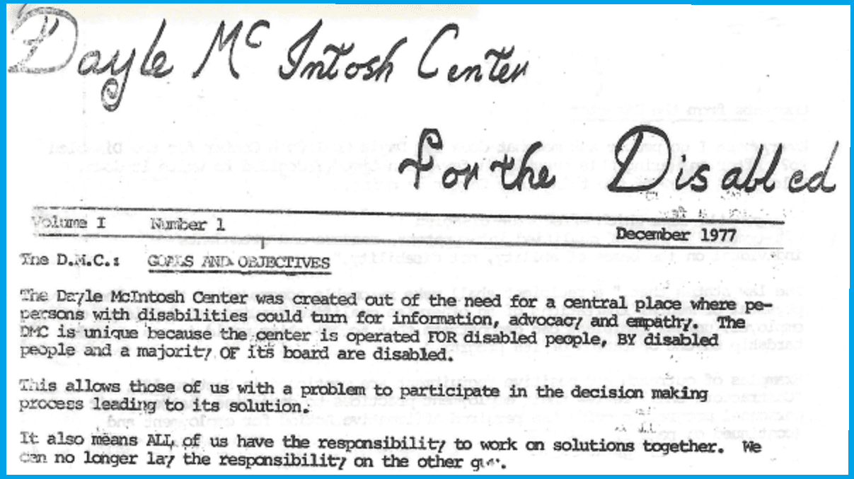 Image of the very first DMC Newsletter, December 1977