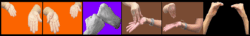 ASL Signs – Service, Support, Learn and Teach – using hands from Vietnamese, Caucausian, Korean and Hispanic