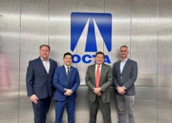 Pictured: From left to right: OCTA CEO Darrell E. Johnson, Director Tam T. Nguyen, immediate past Chair of OCTA’s Board of Directors, newly named OCTA Chair Doug Chaffee (also the county’s Fourth District Supervisor) and OCTA Vice Chair Jamey Federico (also the Mayor of Dana Point.)