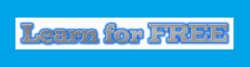 Learn for a fee written in steel with blue outlines on white background with light blue border