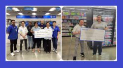 Walmart Spark Good check presentations with Team DMC and Walmart. L-R: Michelle Ramos, Director of Community Support Services and Walmart Team holding a check for $500; Kevin Dinh, PAS Recruitment Specialist and Judith Garcia PAS Coordinator with Team Walmart holding a check for $1500.