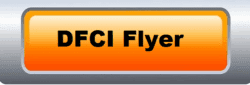 DFCI flyer in black text on orange click button with silver border.