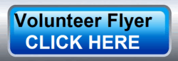 Volunteer Flyer in black text with Click Here white text on blue ombre click button to access Volunteer flyer with silver border