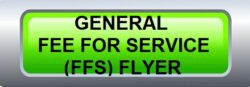 General Fee For Service FFS Flyer written in black text on lime green click through button to flyer with silver border
