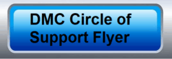 DMC Circle of Support Flyer in black text on blue click button to flyer with silver border