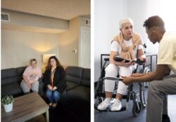 Consumer Transitions phases - Left- DMCs Marisol Johnson with consumer Kara in her home Right -Conumer being helped to understand resources available