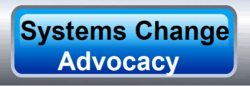 Systems Change Advocacy blue click button to DMC Systems Change Advocacy Page